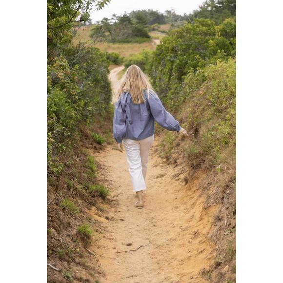 NEW ERICA WILSON gigi blouse in paradise blue solid - Picture 2 of 3